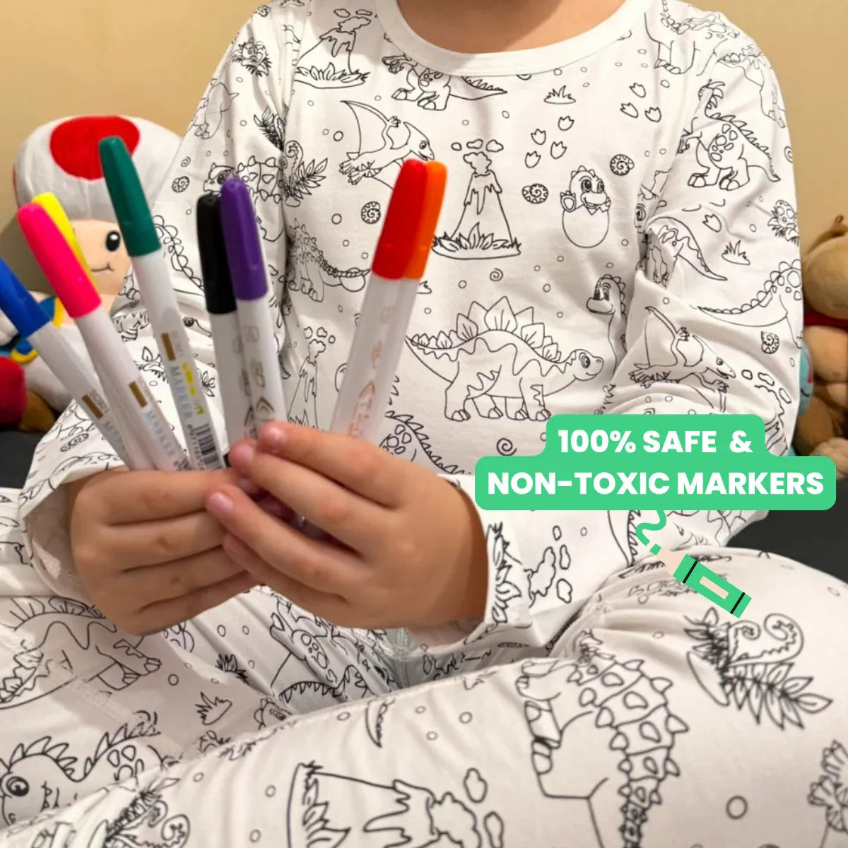 2-Piece Children’s Colorable Pajamas | Dinosaurs (4–8 years)