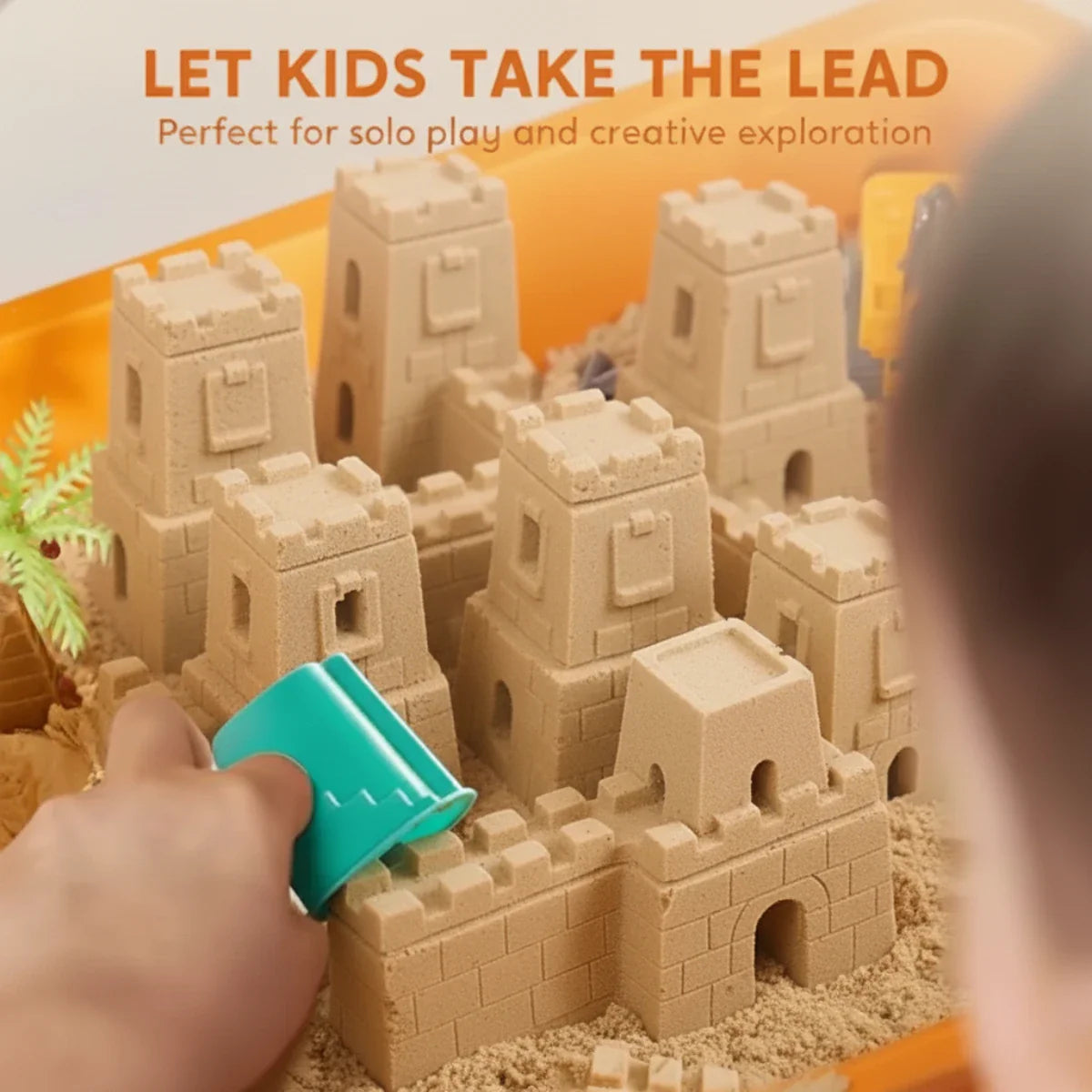 Sensory Play Set with Magnetic Sand and Glow Stones | Construction Site | for Kids 3+