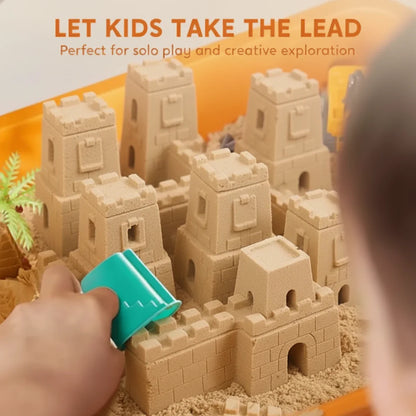 Sensory Play Set with Magnetic Sand and Glow Stones | Construction Site | for Kids 3+