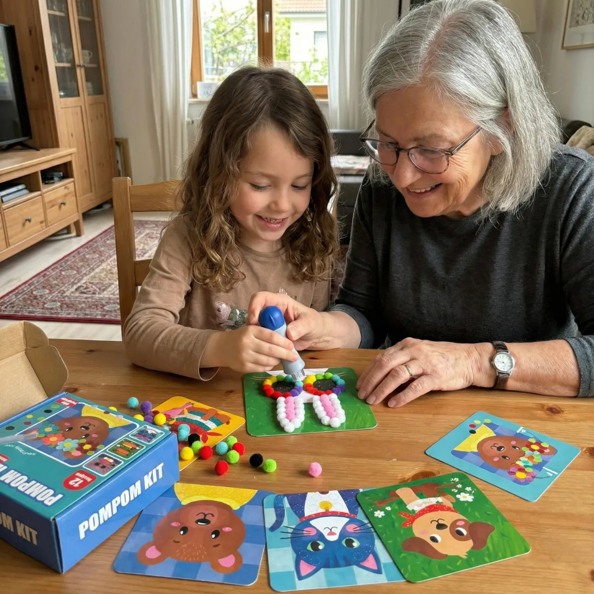 Pom Pom Kit | Sensory Creative Play Set with Pom Poms | for Kids 5+