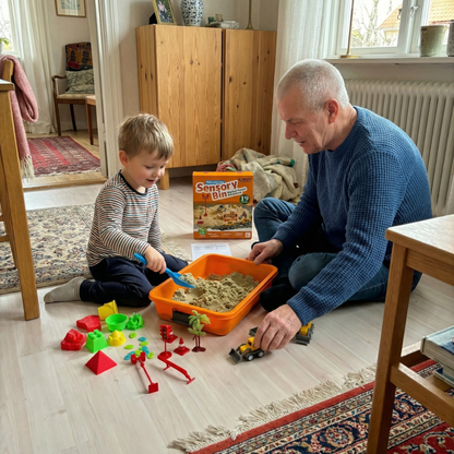 Sensory Play Set with Magnetic Sand and Glow Stones | Construction Site | for Kids 3+