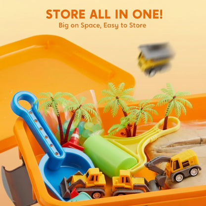 Sensory Play Set with Magnetic Sand and Glow Stones | Construction Site | for Kids 3+