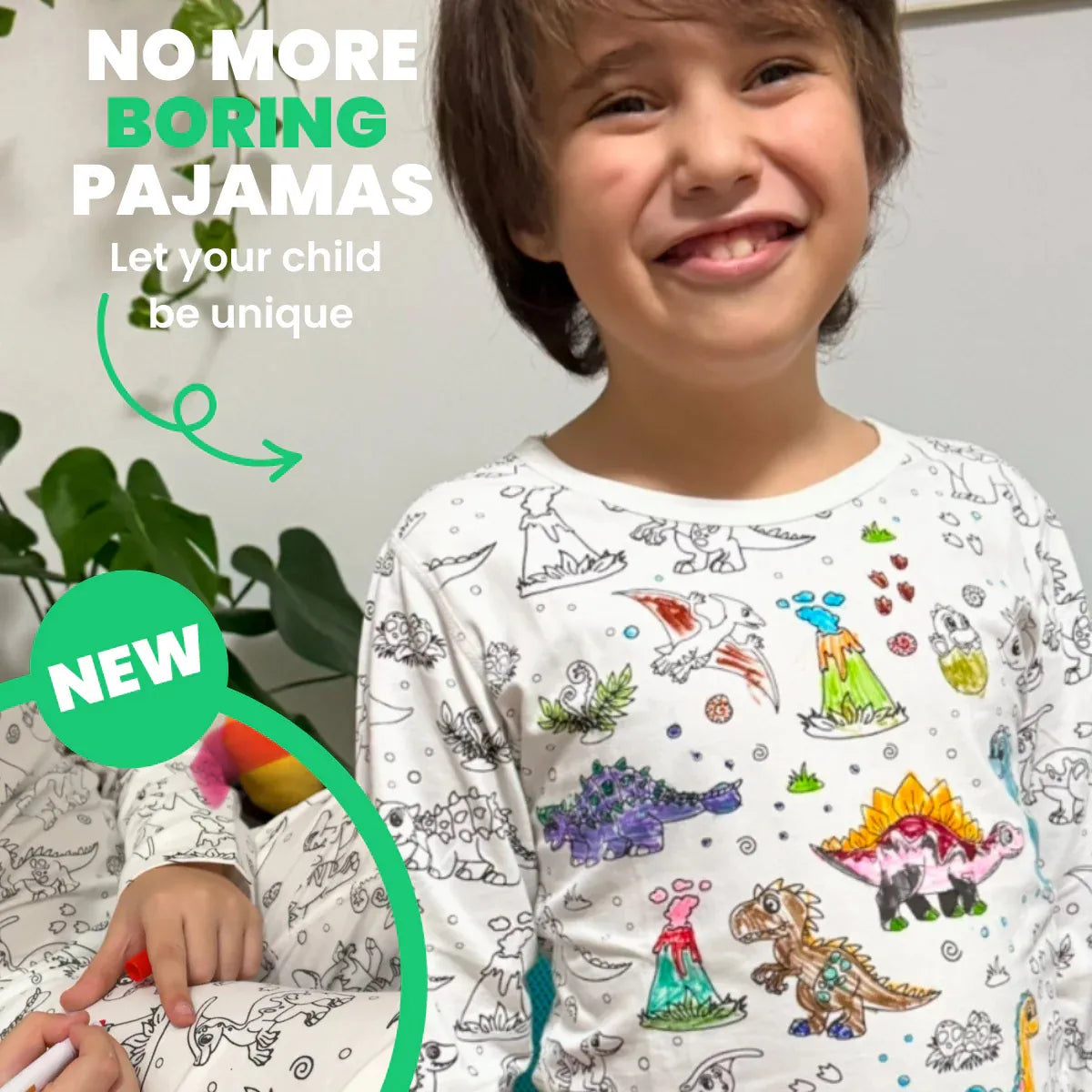 2-Piece Children’s Colorable Pajamas | Dinosaurs (4–8 years)