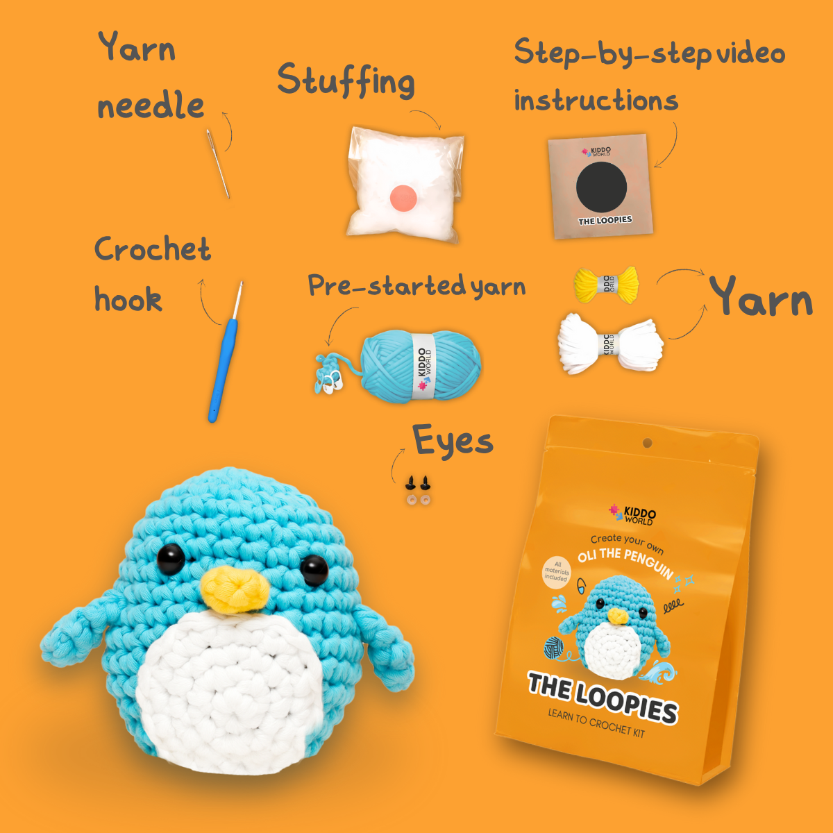 Beginner Crochet Kit | Penguin Oli | Ages 10+