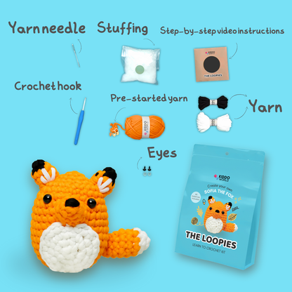 Beginner Crochet Kit | Fox Sofia | Ages 10+