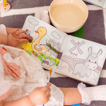 Water Coloring Book – Follow the Lines! Paint with water through rainbows and nature, reusable (8 pages, 6–24 months)