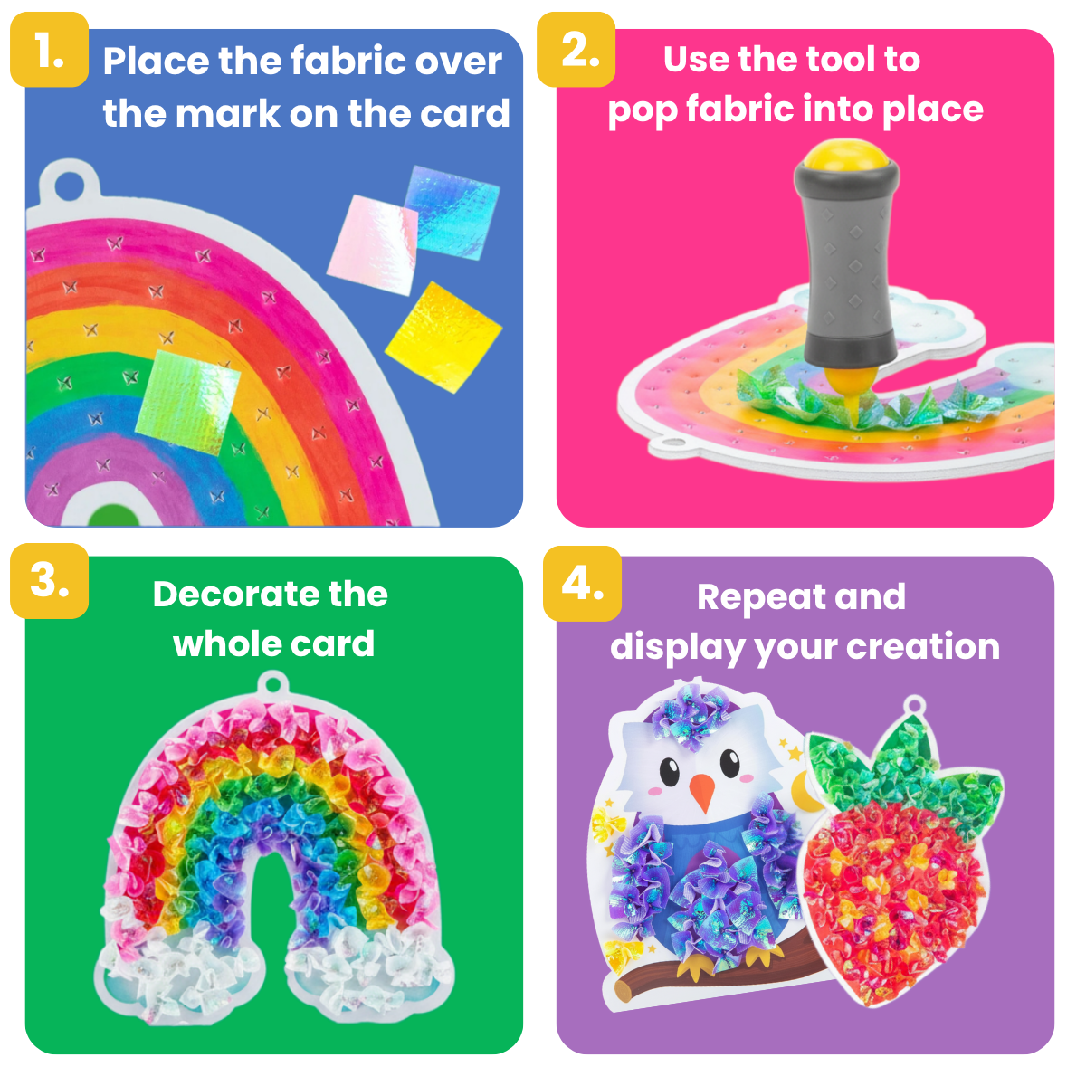 Tufting Kit | Sensory Creative Play with Colorful Fabric Pieces | Ages 4+