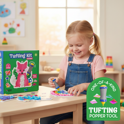 Tufting Kit | Sensory Creative Play with Colorful Fabric Pieces | Ages 4+
