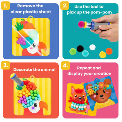 Pom Pom Kit | Sensory Creative Play Set with Pom Poms | for Kids 5+