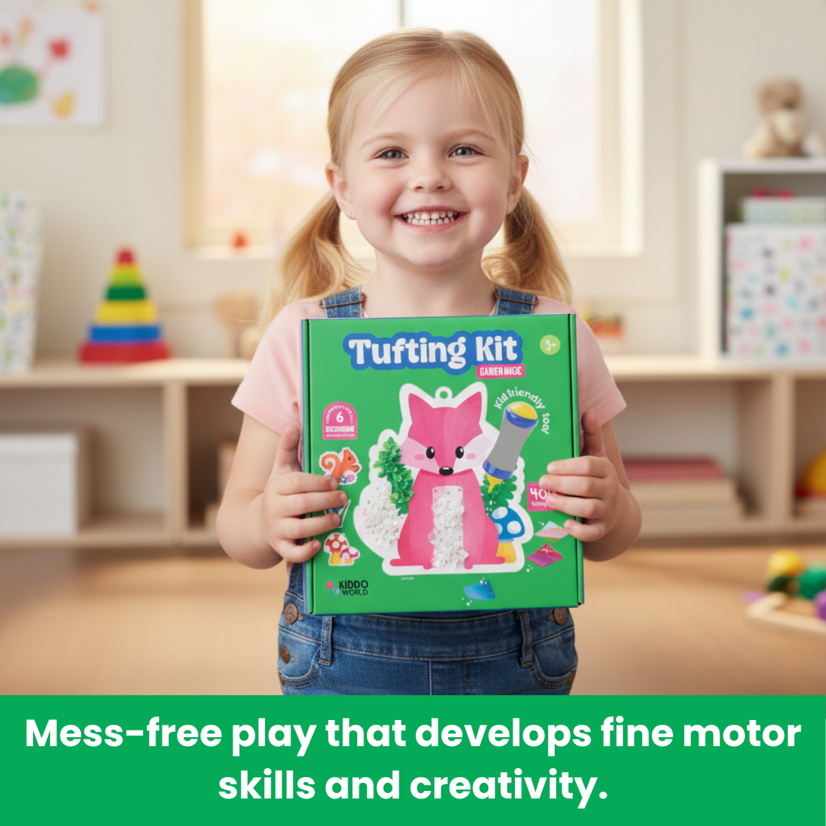 Tufting Kit | Sensory Creative Play with Colorful Fabric Pieces | Ages 4+