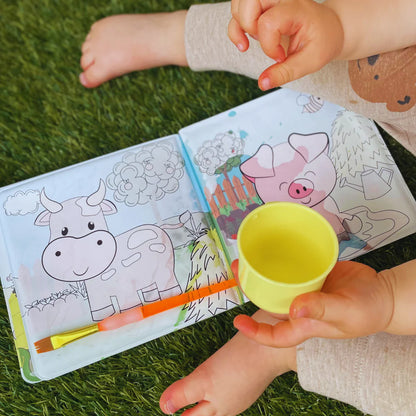 Water Coloring Book – Follow the Lines! Paint with water through rainbows and nature, reusable (8 pages, 6–24 months)