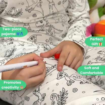 2-Piece Children’s Colorable Pajamas | Dinosaurs (4–8 years)