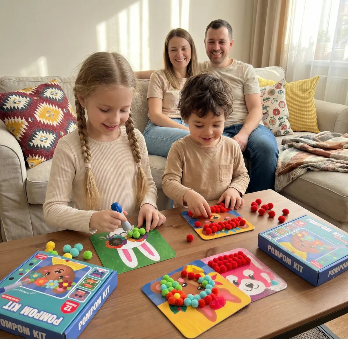 Pom Pom Kit | Sensory Creative Play Set with Pom Poms | for Kids 5+