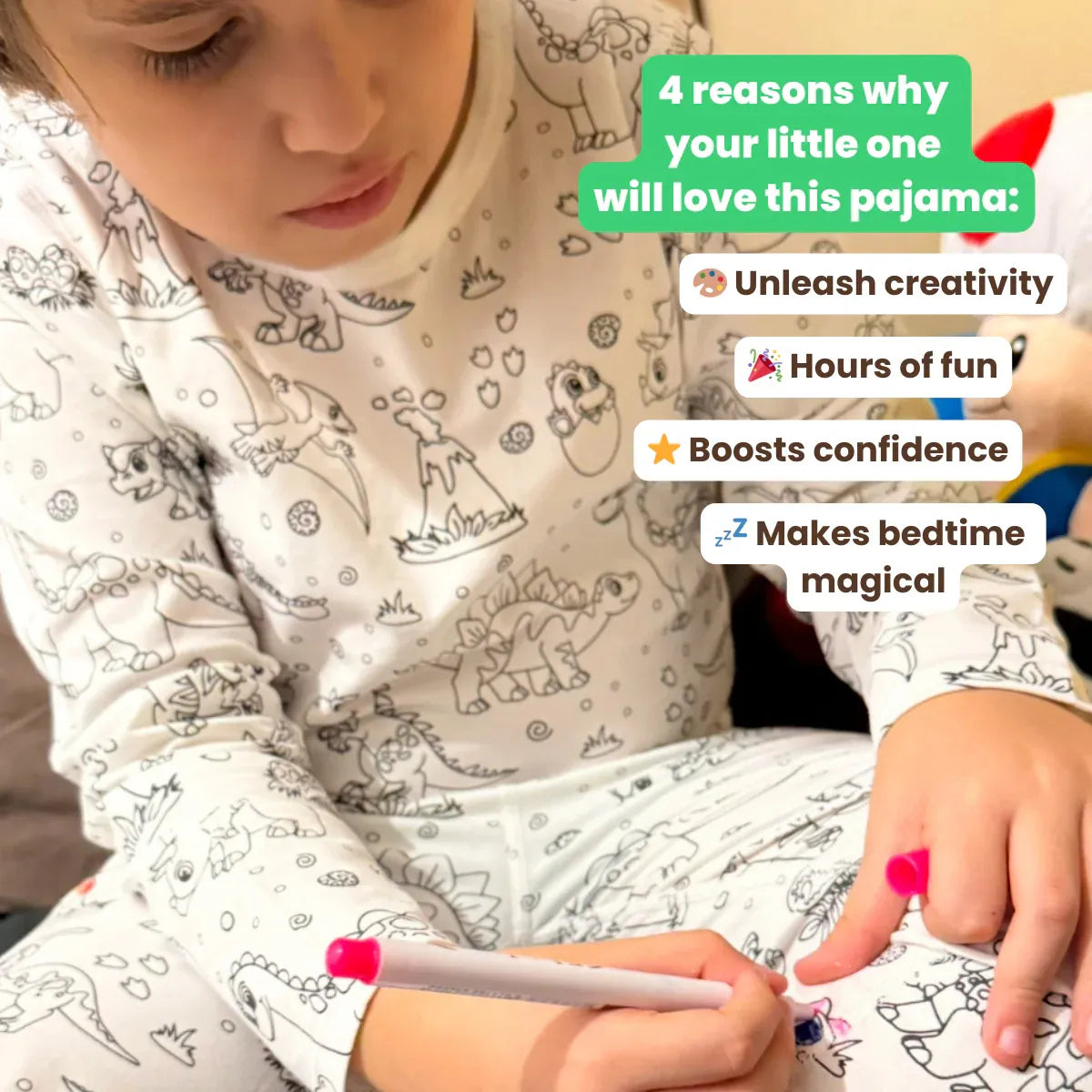 2-Piece Children’s Colorable Pajamas | Dinosaurs (4–8 years)