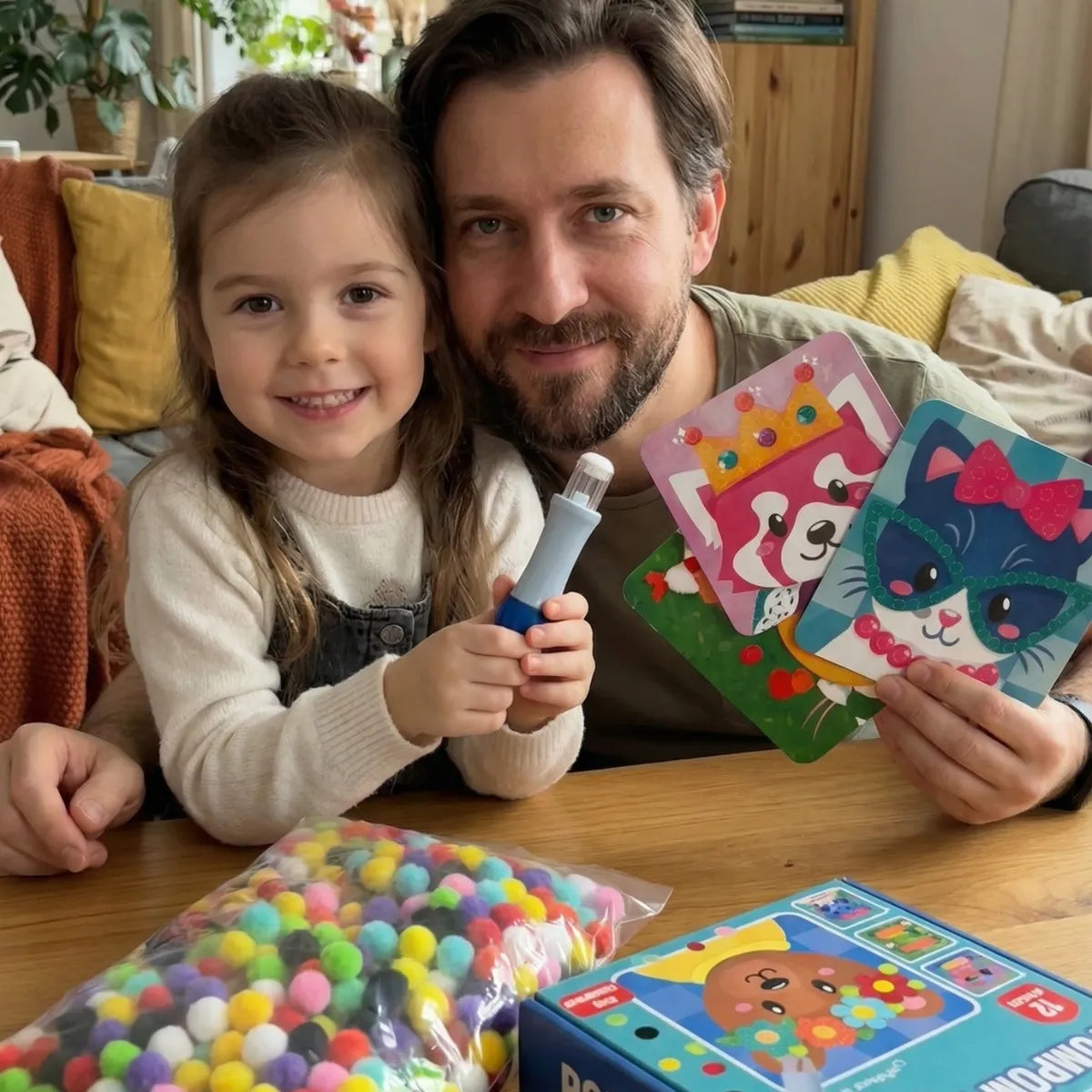 Pom Pom Kit | Sensory Creative Play Set with Pom Poms | for Kids 5+