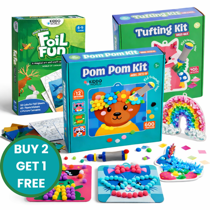 Creative Bundle 2+1 FREE | Tufting Kit + Pom Pom Kit + Foil Fun | For children aged 6+