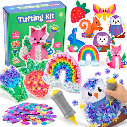 Tufting Kit | Sensory Creative Play with Colorful Fabric Pieces | Ages 4+